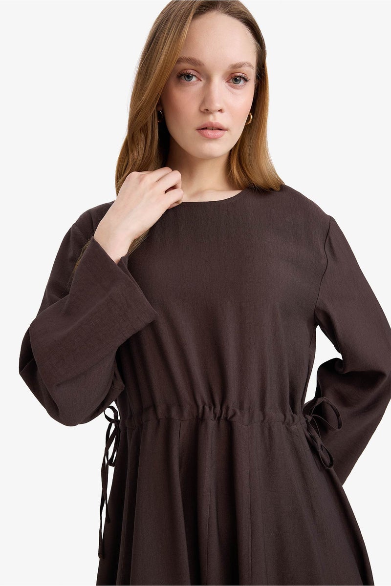 DeFacto Brown Woman Asymmetric Dress Casual - Image 3
